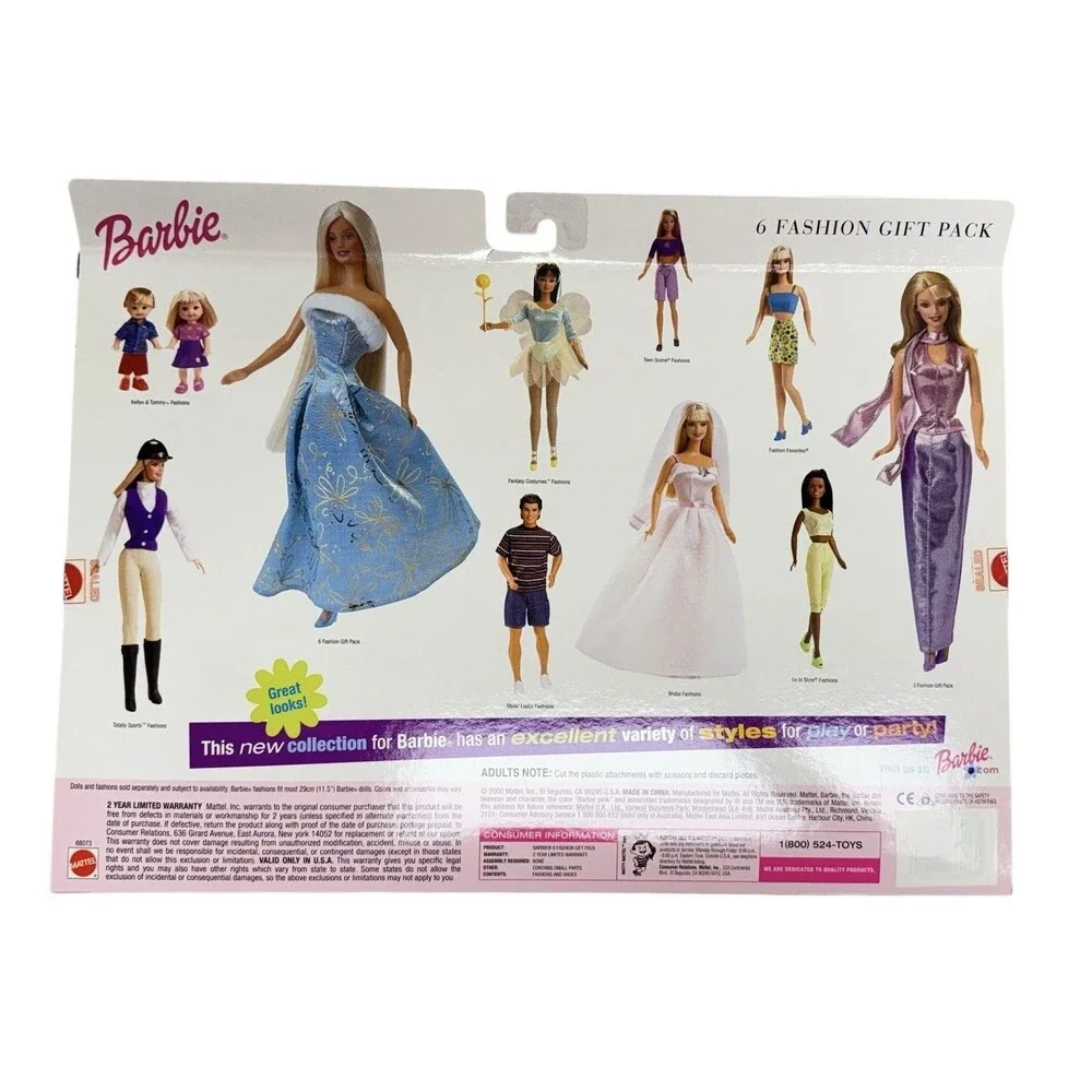 Vintage 2000 Mattel Barbie Fashion Avenue 6 Complete Fashions #68073‎ NIB  NOS
